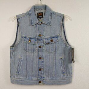 Lee Denim Vest Women's Size M Blue Denim Sleeveless Motorcycle Casual Moto